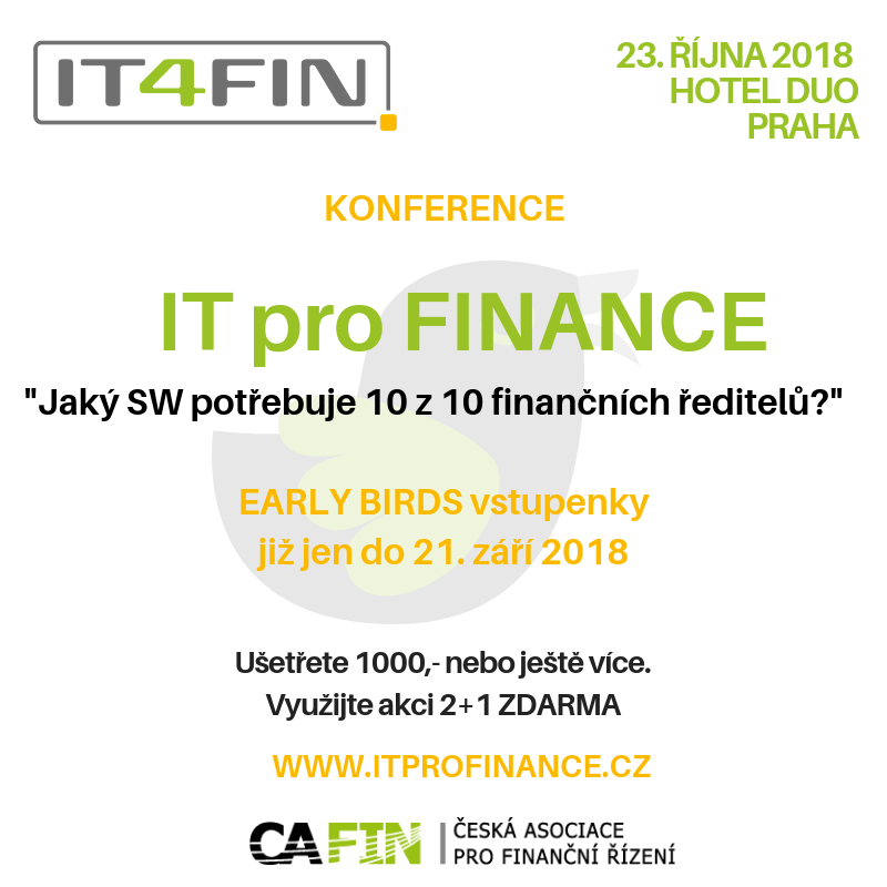 65 % vstupenek na konferenci IT pro FINANCE je vyprodáno 65 % vstupenek na konferenci IT pro FINANCE je vyprodáno